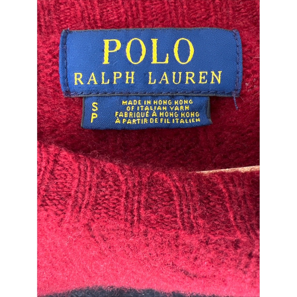 Polo Ralph Lauren Womens Red Cable Knit Merino Cashmere Sweater Vintage Holiday - Picture 5 of 13